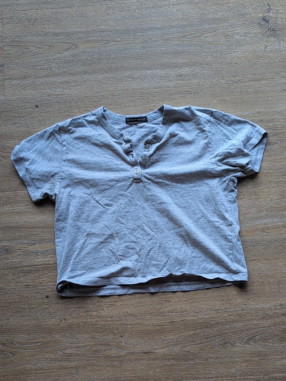 Brandy Melville Gray Cropped T Shirt Henley